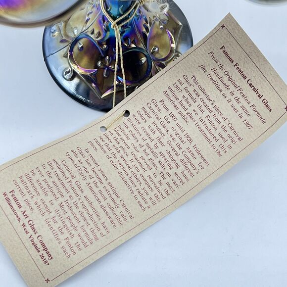 Fenton Spanish Lace Compote Amethyst Iridescent Carnival Glass 6.5" Tall-NOS/NWT - Picture 8 of 13